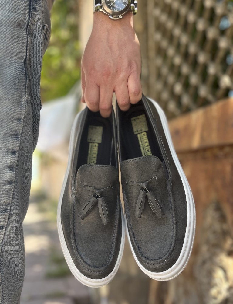 Ανδρικό ανθράκι casual παπούτσι δερματίνη CH127G φωτογραφία